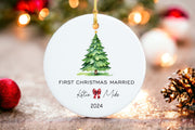 First Christmas Married Ornament, Mr and Mrs Christmas Ornament, Our First Christmas Newlywed, Personalized Wedding Gift, Newlywed Gift 2024
